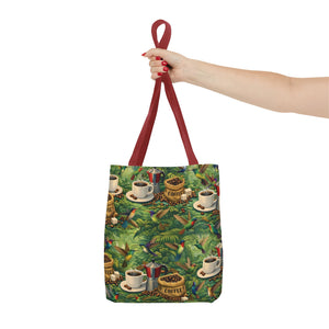 Tropical Hummingbirds & Coffee Tote Bag, Black - 3 Sizes