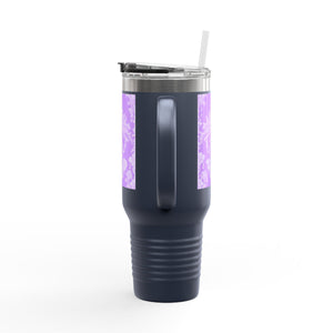 Insulated Travel Mug - 40oz - Perfect for Outdoor Adventures / Pearl Lady Toile/Amethyst