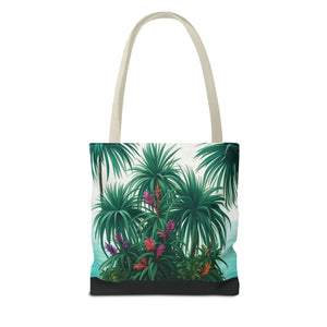 Tiny Palm Island/Black Tote Bag - 3 Sizes