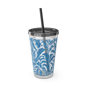 Tropical Tumbler with Straw | 16oz Colorful Travel Cup / Rocco Blues
