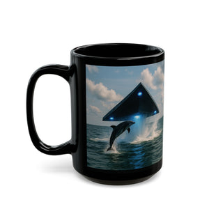 Black Coffee Mug - UFO & Dolphin