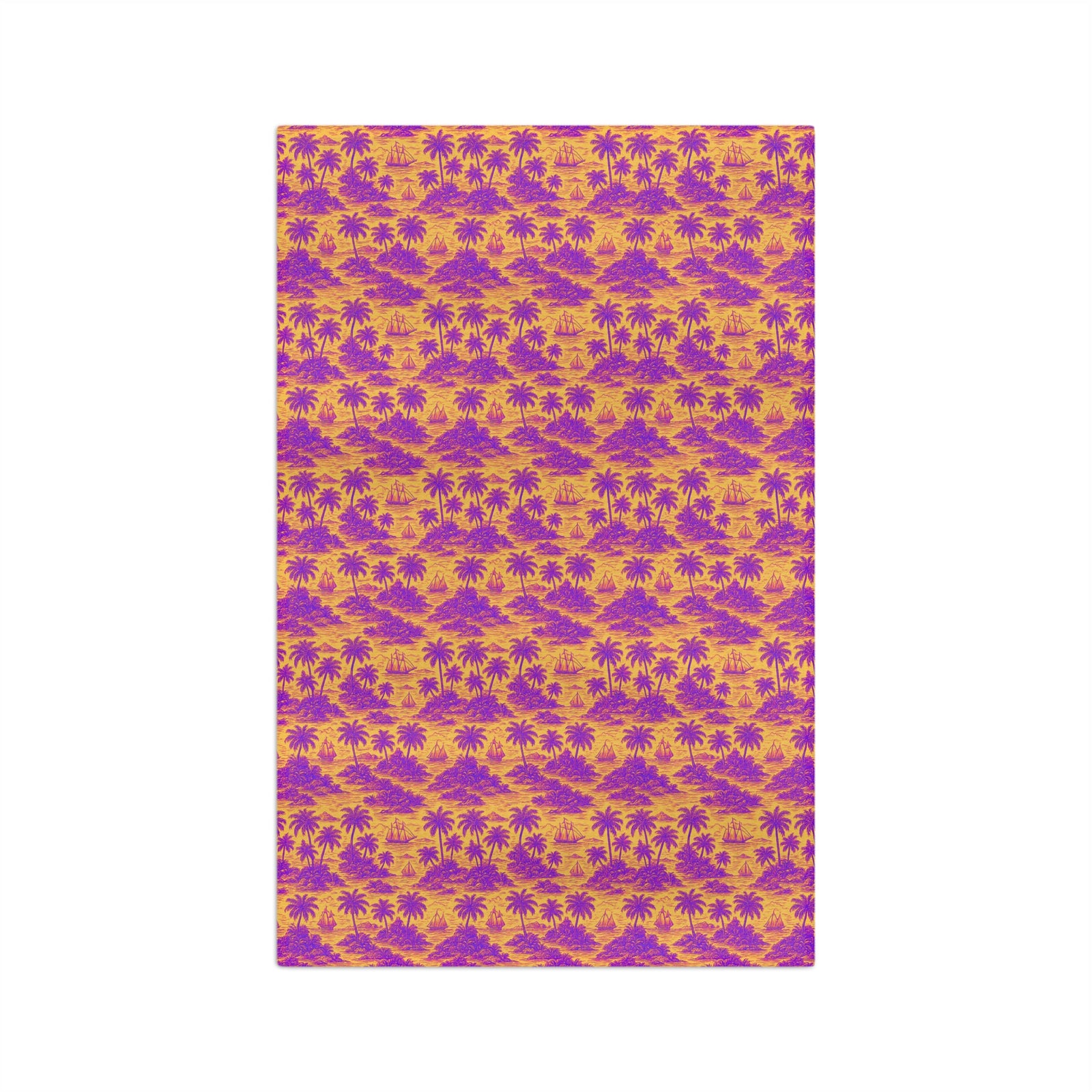 Tropical Microfiber Coffee/Tea Towel — Faraway Trip Toile, Magenta