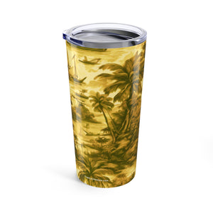 20oz Tropical Glossy Tumbler / Tropical Toile, Gold