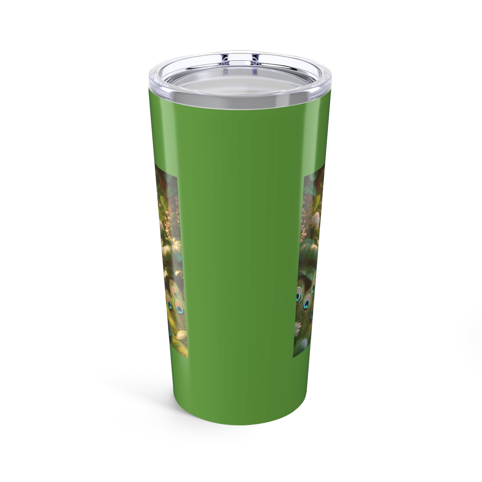 20oz Tropical Glossy Tumbler, Stainless Steel / Baby White Peacock, Green