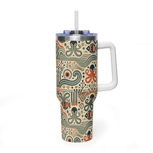 40oz Tumbler Art Deco Octopus Pattern Thermal