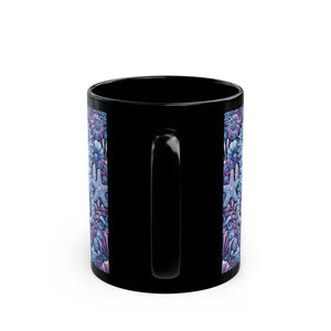 Black Coffee Mug - Seahorse Trio, Purple & Blue
