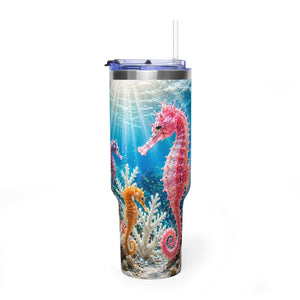 40oz Seahorse Ocean Tumbler — Vacuum Insulated Travel Mug