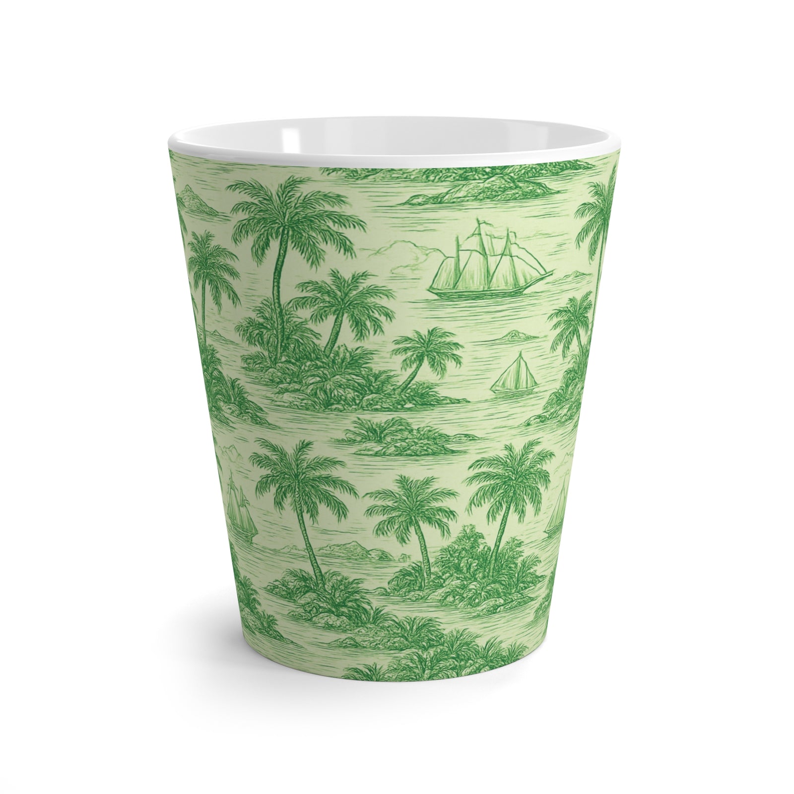 Latte White Mug - Faraway Toile/Green