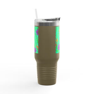 Midnight Flower Green Insulated Travel Mug - 40oz - Perfect for Outdoor Adventures