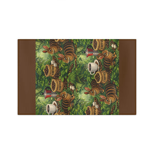 Tropical Microfiber Coffee/Tea Towel –Sumatran Rabbits & Coffee, Brown
