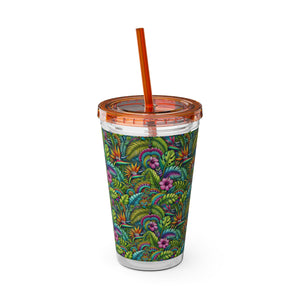 Tropical Tumbler with Straw | 16 oz.: Rainforest Blooms