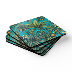 Coaster Set/4 - More Tropical Fruit, Turquoise