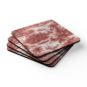 Coaster Set/4 - Tropical Toile #1, Russet