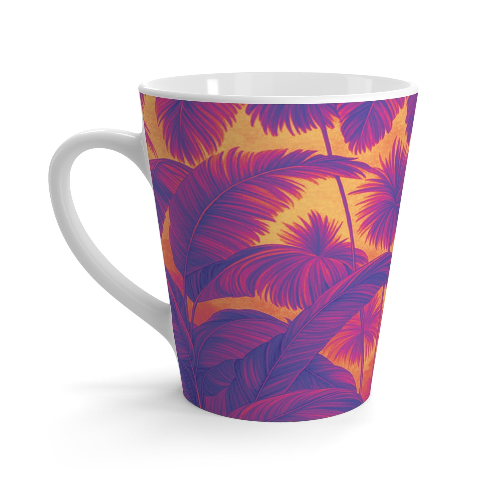 Latte White Mug - Perfect for Coffee Enthusiasts / Palm Serenity, Pop