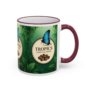 Accent Rim & Handle Coffee Mug — Tropics Lifestyle Coffee Butterfly Logo