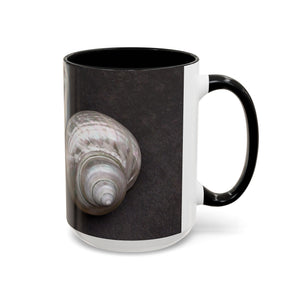 Accent Color Coffee Mug (11, 15oz), 8 Colors - White Nautilus Trio/Black, Large