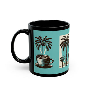 Black Coffee Mug - Palms & Coffee
