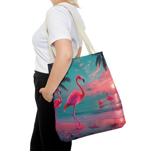 Neon Flamingos at Night Tote Bag - 3 Sizes