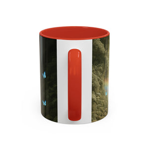 Accent Coffee Mug (11, 15oz), 8 Colors - UFO and Waterfall