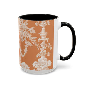 Accent Color Coffee Mug (11, 15oz), Pearl Lady Toile/Melon