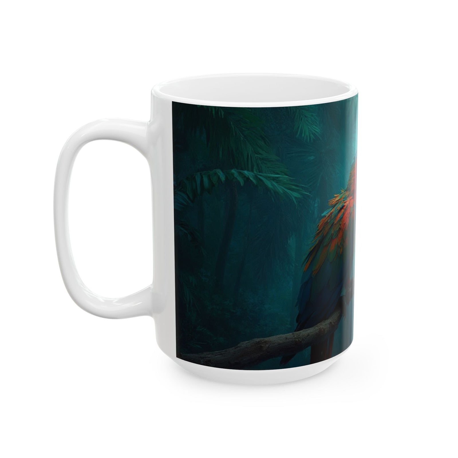 Ceramic White Mug - 11oz & 15oz, Parrot Friends