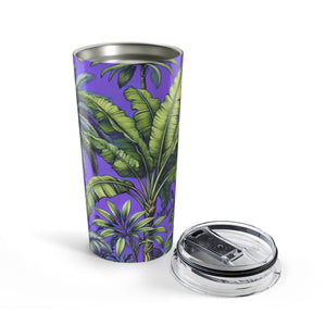20oz Tumbler — Purple Palm Leaf Travel Cup