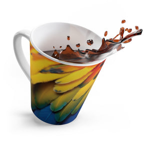 Latte White Mug - Perfect for Coffee Enthusiasts / Macaw Feathers