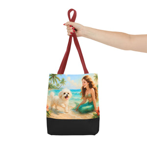 Puppy Ariel and Mermaid/Black Tote Bag - 3 Sizes