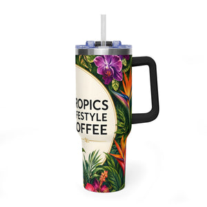 40oz Tropical Coffee Tumbler – Parrot Floral Vacuum Insulated Cup
