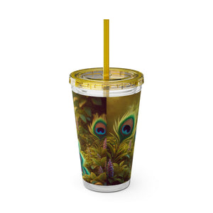 Tropical Tumbler with Straw | 16 oz: Baby Peacock