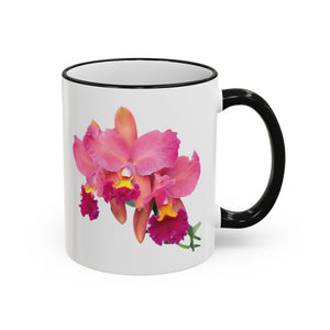 Accent Rim & Handle Mug – Pink Orchids