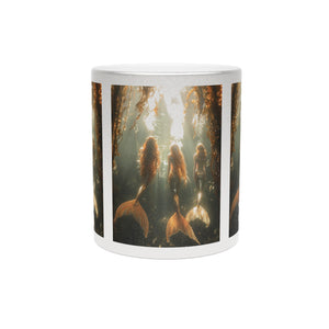 Tropical Metallic Mug, Silver - Mermaid Trio