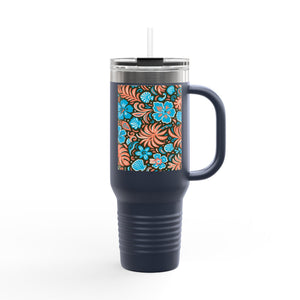 Insulated Travel Mug, 40oz / Beach Dreams, Coral Blues
