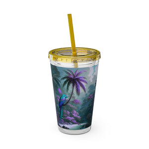 Tropical Tumbler with Straw | 16 oz: Sleeping Parrot, Fantasy