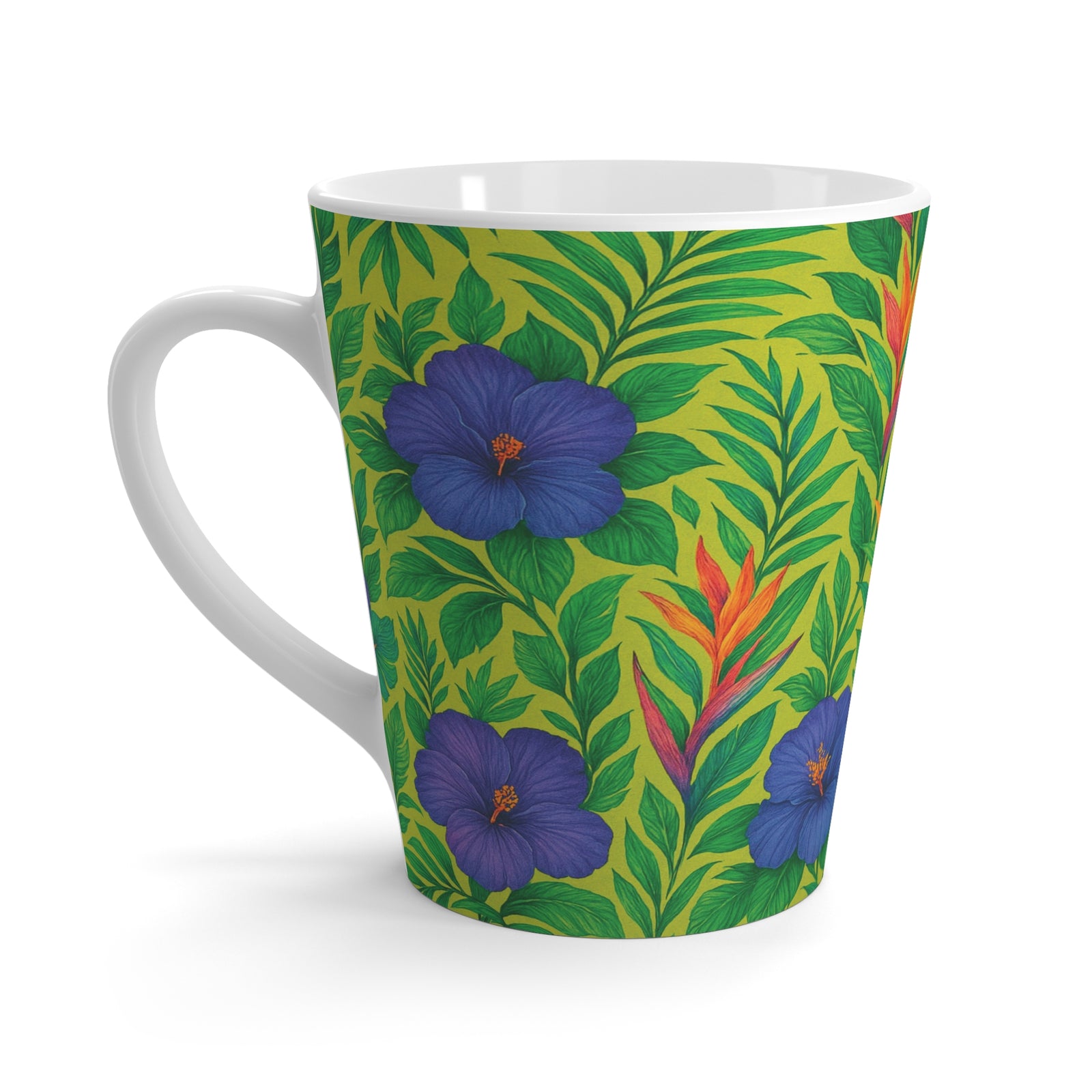 Latte White Mug - Midnight Flower Lime