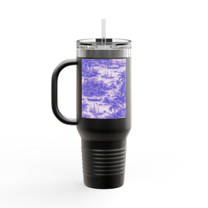 Insulated Travel Mug, 40oz / Tropical Toile, Amethyst - Perfect for Outdoor Adventures