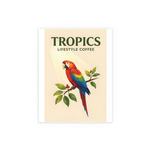 Vintage Coffee Wall Art, Vintage Silk Poster ~ Tropics Parrot (Brand)