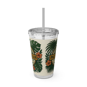 Tropical Tumbler with Straw | 16oz: Palm & Bean Coffee Club