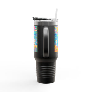 Insulated Travel Mug, 40oz / Tropical Beach Seagulls - Perfect for Outdoor Adventures