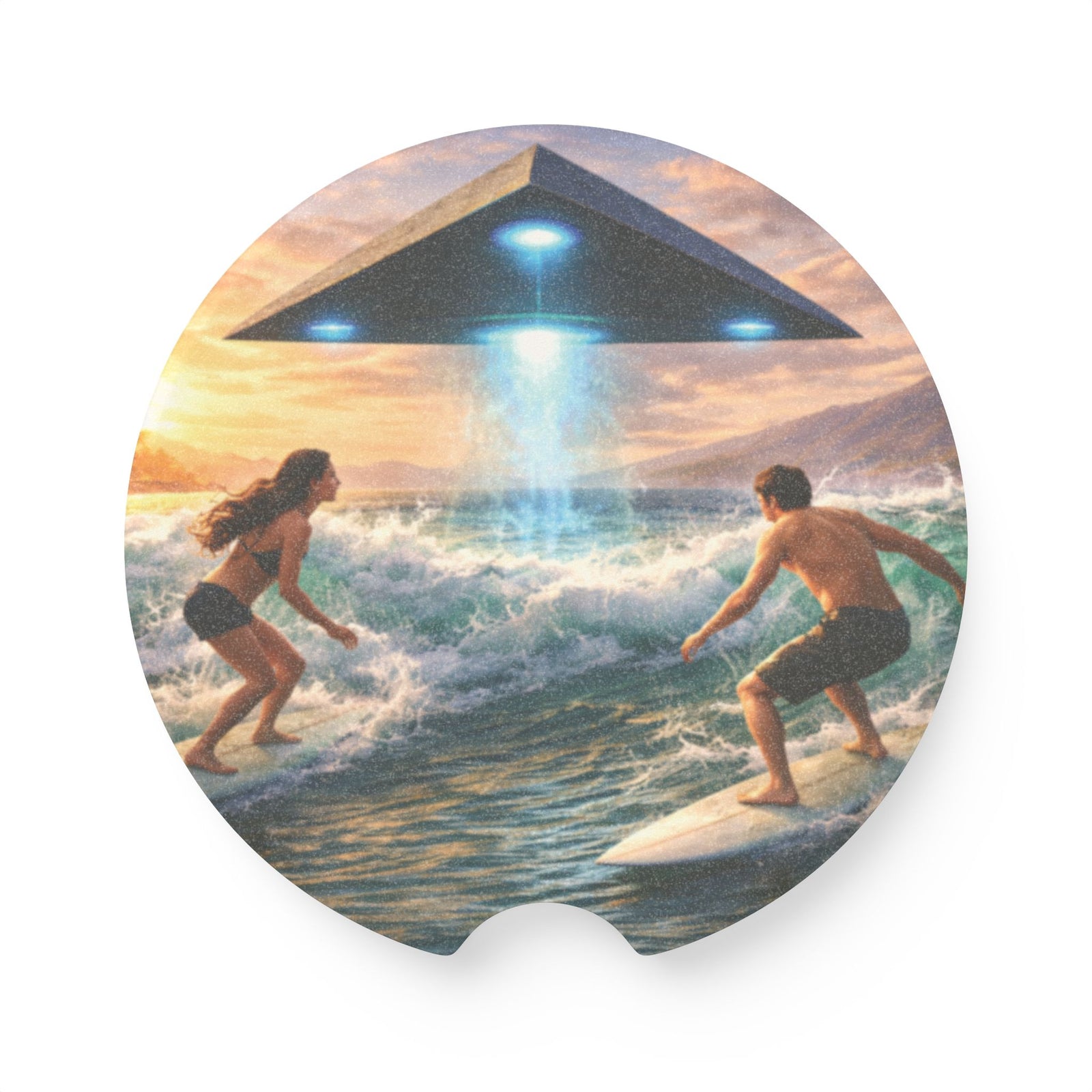 Soapstone Car Coaster - UFO & Surfers
