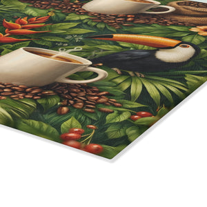 Glass Coffee Station Plate ~ Rainforest Coffee Friends