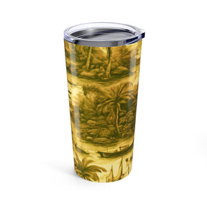 20oz Tropical Glossy Tumbler / Tropical Toile, Gold