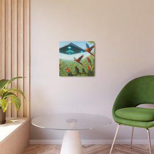 Metal Art Sign/Wall Art — UFO & Parrots
