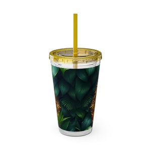 Tropical Tumbler with Straw | 16 oz: Framed Orangutan Apes