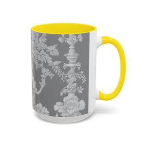 Accent Color Coffee Mug (11, 15oz), Pearl Lady Toile/Slate