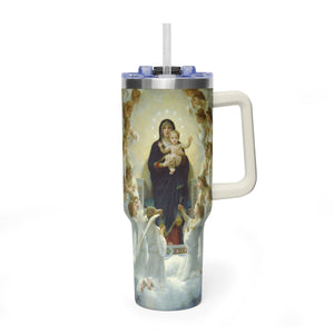 40oz Vacuum Tumbler - Madonna and Child with Angels Stainless Travel Mug