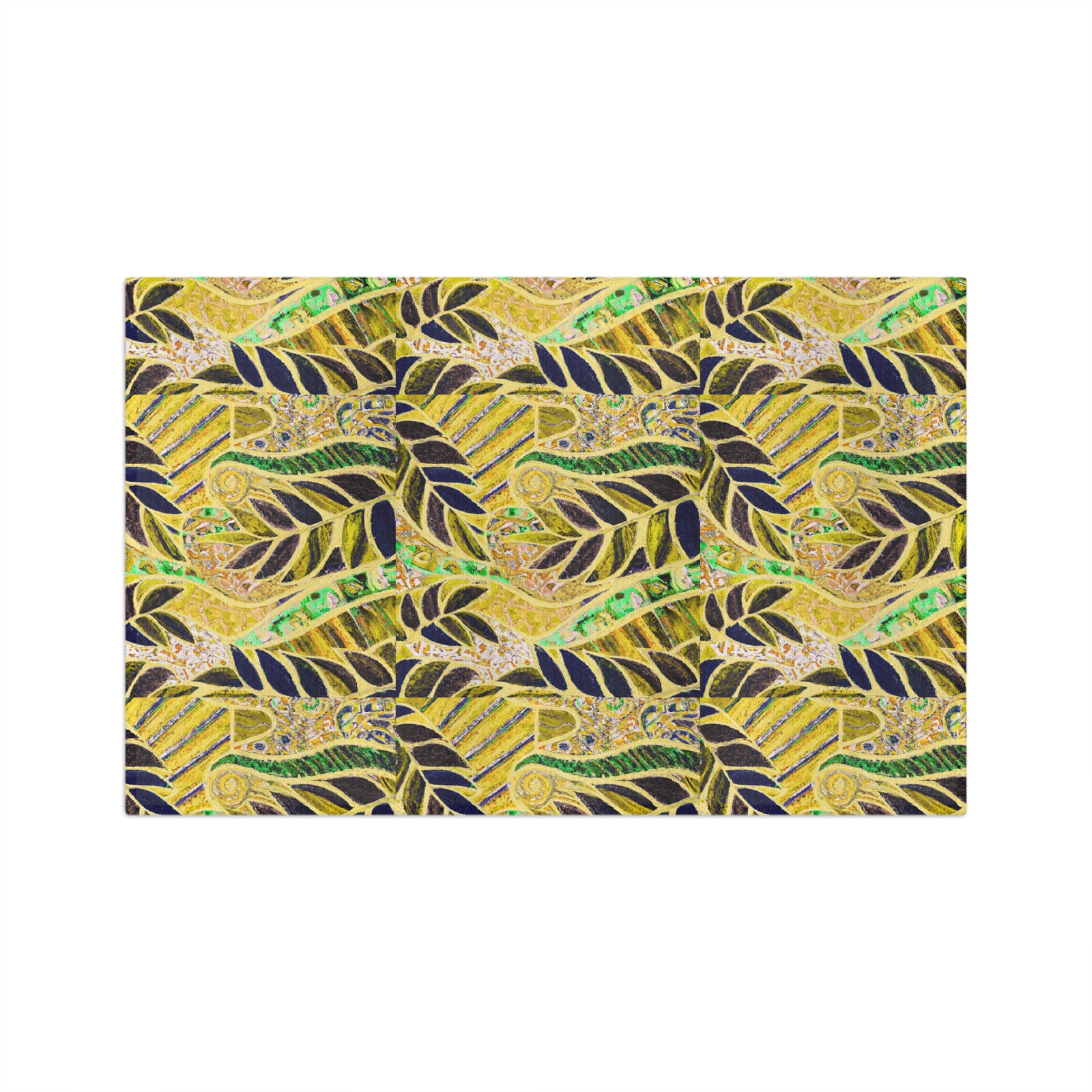 Tropical Microfiber Coffee/Tea Towel ~ Botanical Amazon Whimsy, Gold