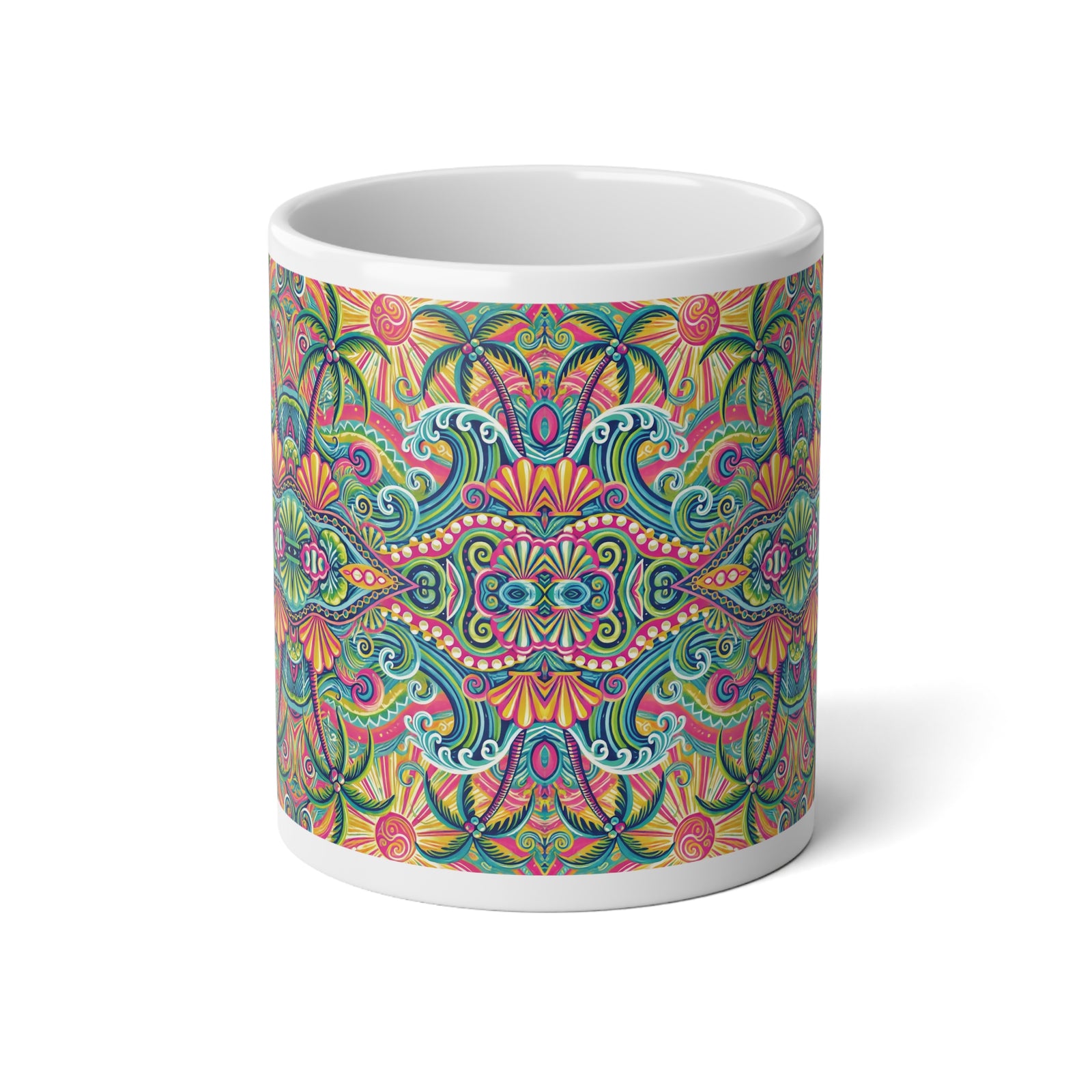 Jumbo Mug, 20oz, Kaleido Bay | Tropical Coffee Cup
