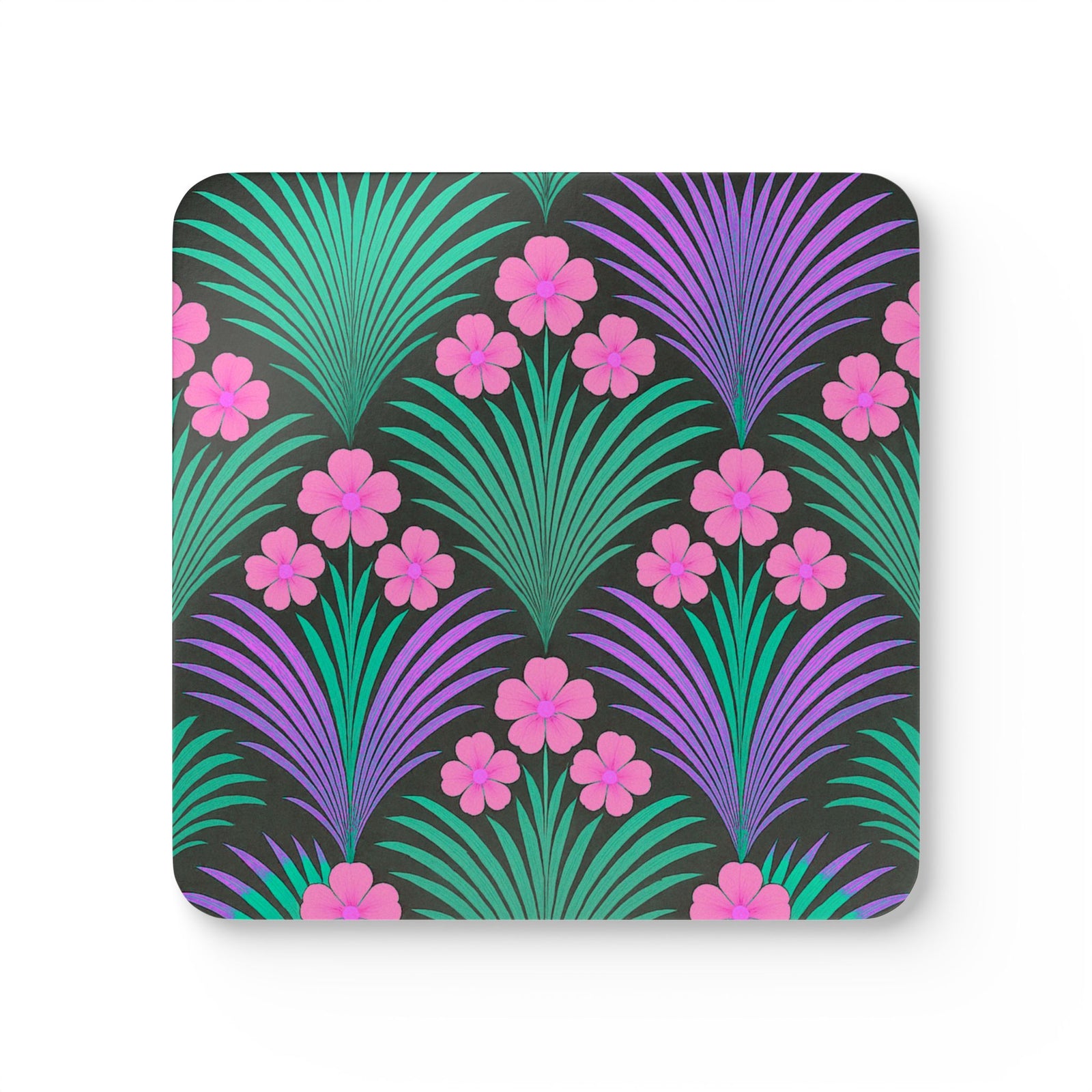 Coaster Set/4 - Midnight Hibiscus Deco/Pink