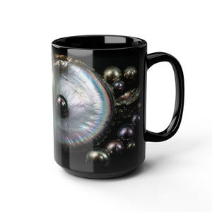 Black Pearl Ocean Mug – Iridescent Oyster Coffee Cup (11oz, 15oz)